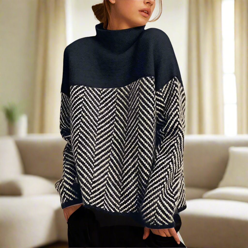 Anne™ | Turtleneck med Chevron-mønster